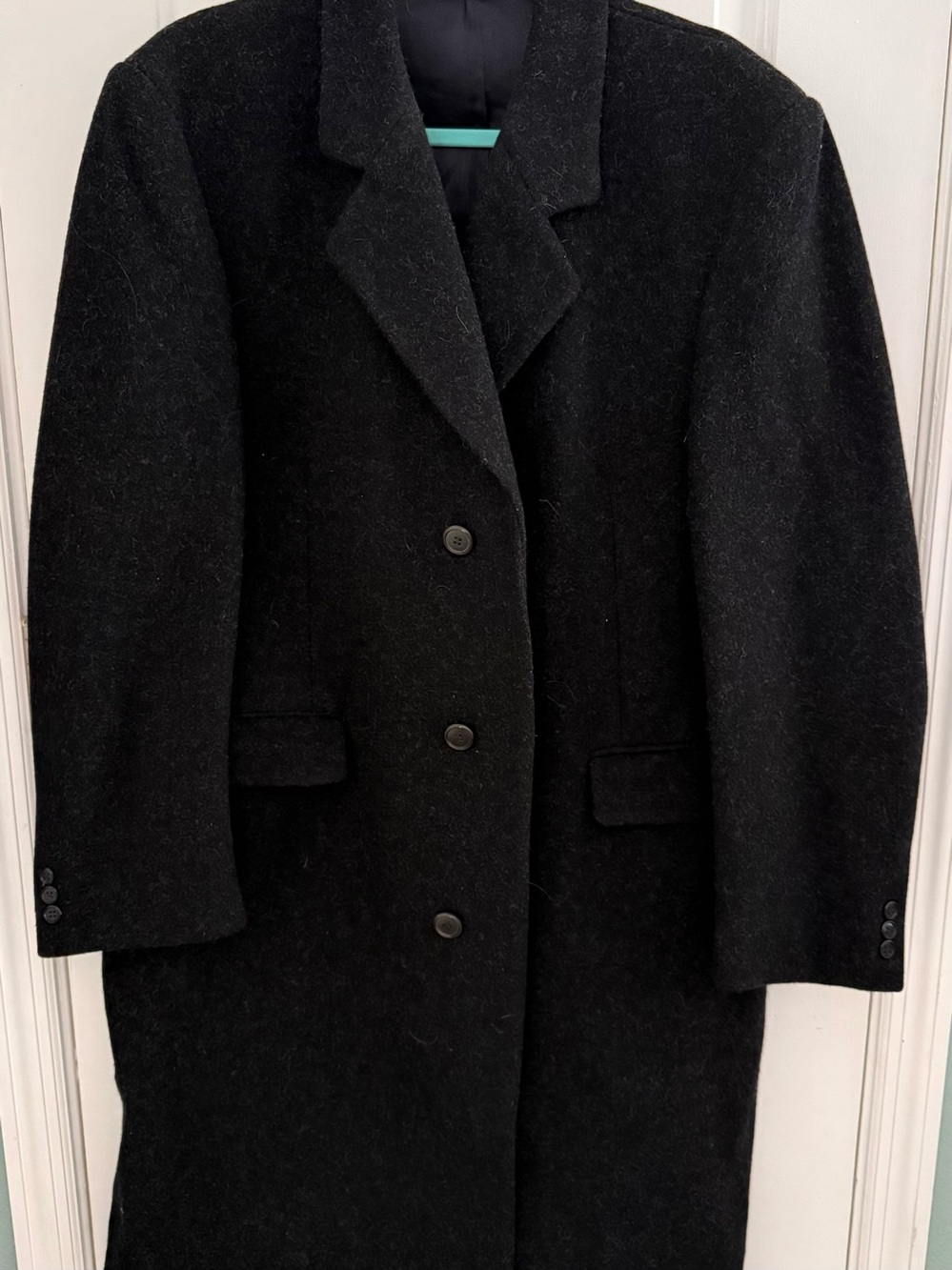 Men's Vintage Black Wool Stratojac Pea Coat - Tailored Single-Breasted Overcoat